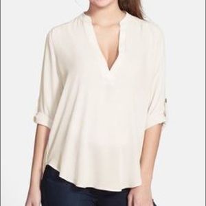 Lush cream v neck blouse size lg